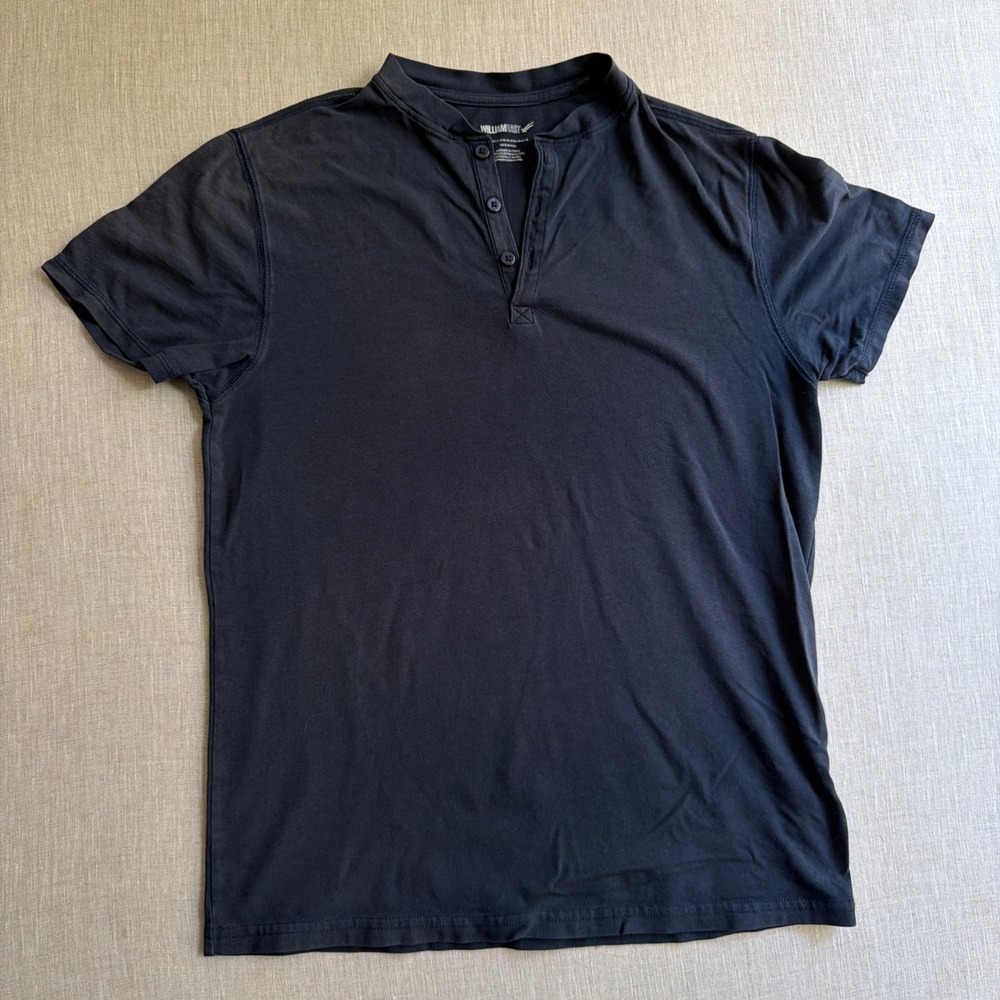 William Rast Mens Short Sleeve Henley Shirt Black Medium